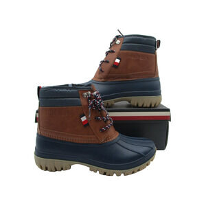Tommy Hilfiger TH Danni Duck Boots Mens Size 6 Tan Navy Snow Winter Cold Weather